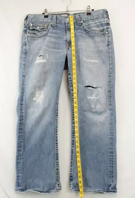 TRUE RELIGION BILLY Straight Leg Jeans Men 36 Distressed Worn Blue ...
