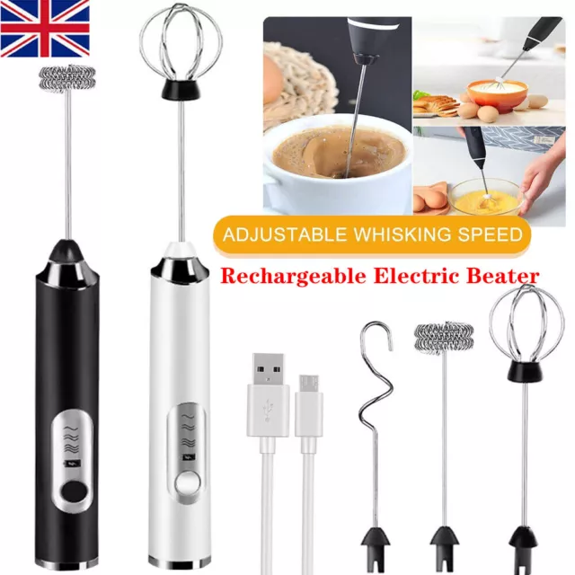 Electric Milk Coffee Frother USB Egg Beater Handheld Whisk Drink Frappe Mixer UK