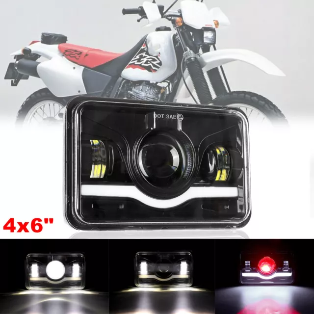 4x6" Motorcycle LED Headlight Hi-Lo Sealed Beam DRL For Honda XR250 XR400 XR650