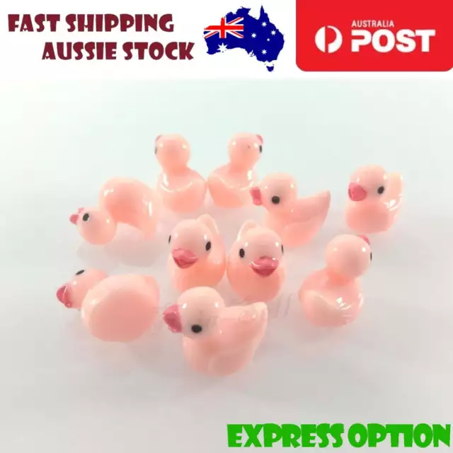 10pcs Pink Ducks Miniature Mini Garden Animal Figurines Cute Ornaments