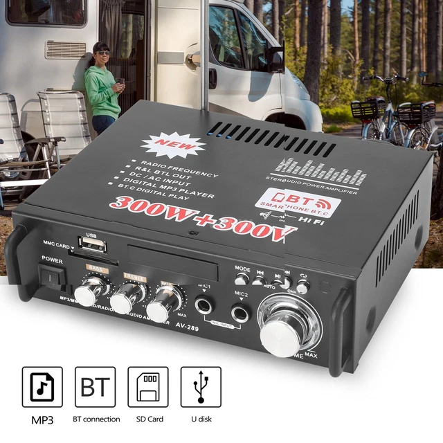 Affichage LCD 12V / 220v 2CH amplificateur stéréo audio hifi BT FM 600W Z9D9