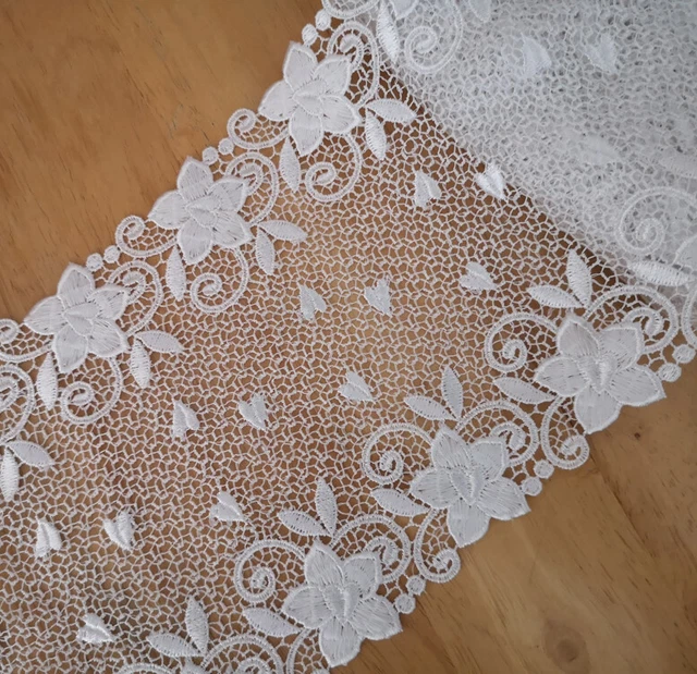 6" Wide Rayon Venise Victorian Floral Lace White s0291