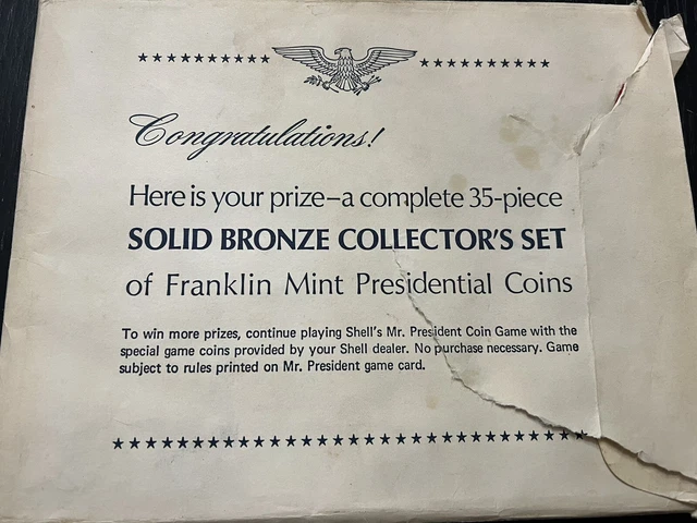 Vintage 1968. 35 Piece Bronze Collection Set of Franklin Mint Presidential Coins Vintage 1968. 35 Piece Bronze Collection Set of Franklin Mint Presidential Coins