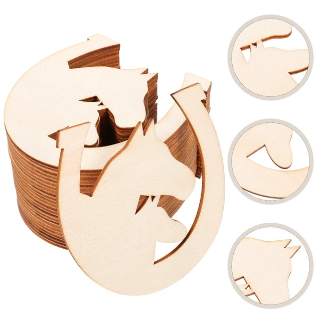 48 piezas Madera Herradura Chips Niño Decoración Caballo De Marcas De Madera Sin Acabar