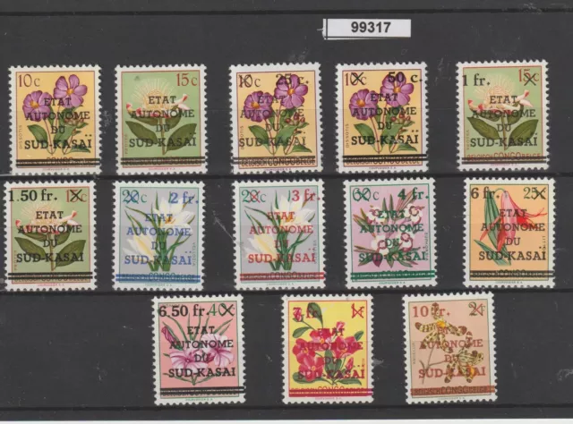 Belgisch-Kongo Sud-Kasai 1961 Soprastampati Flora Blumen 13 Val MNH Yvert N° 1/