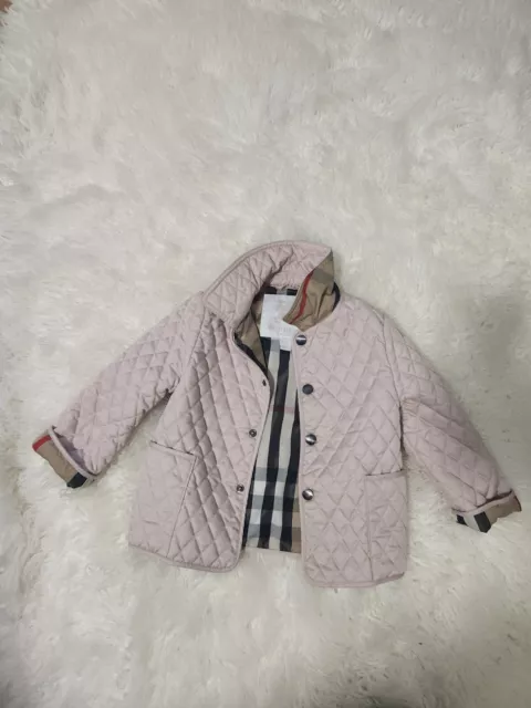 Burberry Jacket Girls 18 Month 18M Pink Quilted Diamond Kids Nova Check Lined