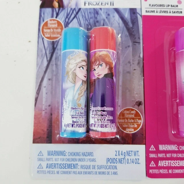 2 pack DISNEY FROZEN II Minnie Mouse Blueberry Cotton Candy Flavored Lip Balm 3