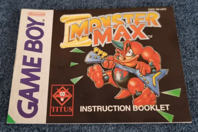 Replacement Manual for Nintendo Game Boy Monster Max MANUAL ONLY