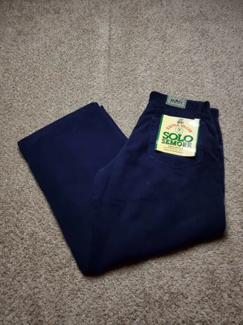 Vintage Solo Semore Corduroy Jeans 38 Mens Blue Baggy Wide Leg USA Made 90s NWT