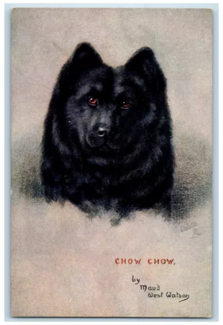 Postcard Black Chow Chow Dog By Maud Watson c1910 Antique Oilette Tuck Dogs