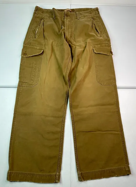 Vtg American Eagle Y2K Army Surplus Mens Military Baggy Khaki Tan Cargo Pants 33