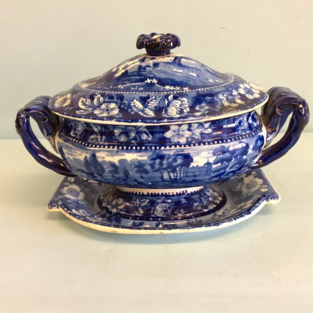 Staffordshire Tureen with Cover and Underliner  9” L