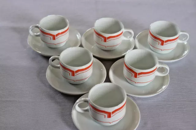 Lot 6 Tasses à Café moka expresso opaline Rivanel France , orange , blanche