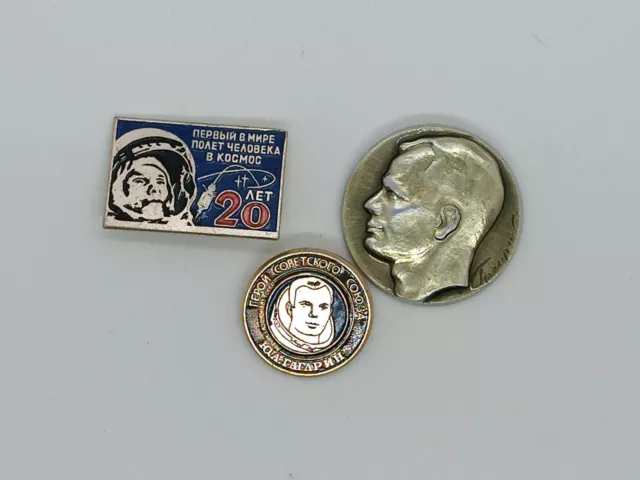 Vintage Soviet Pin Badges 1st Astronaut of Planet Earth,Yuri Gagarin,USSR Space