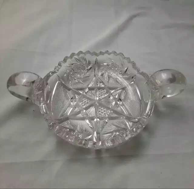 American Brilliant Crystal Cut Glass Two Handled Candy Dish