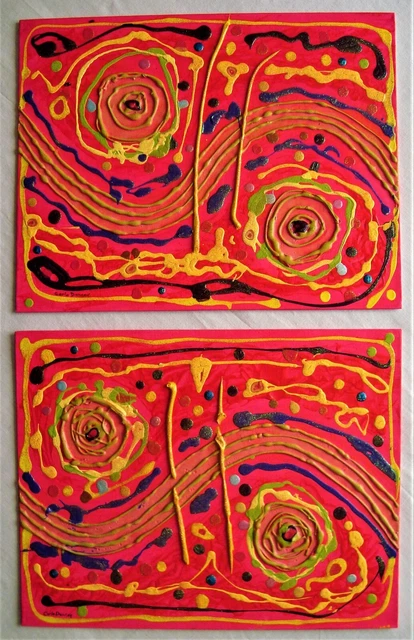 PAINTING RED ROSES Road Path Original Signed Art Abstract Expressionism ...