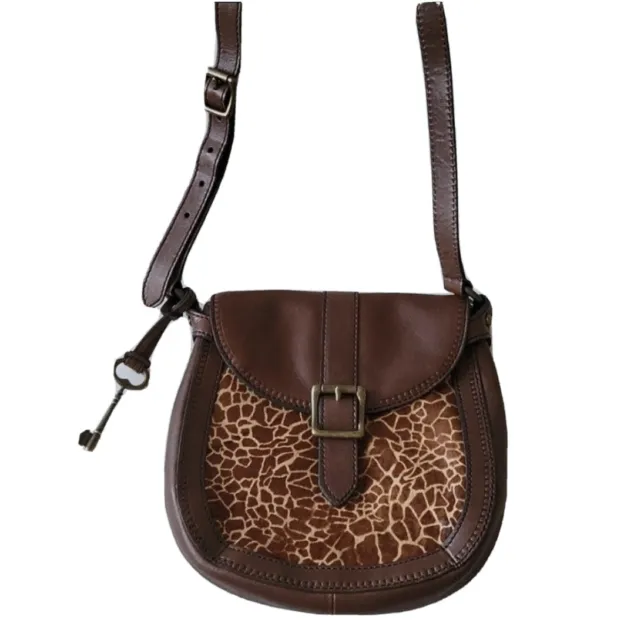 Fossil Vintage Revival Brown Leather Cross Body Bag