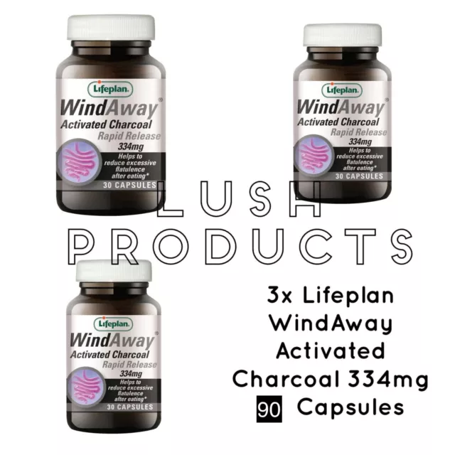 Lifeplan WindAway Activated Charcoal 334mg 30-60-90 Capsules