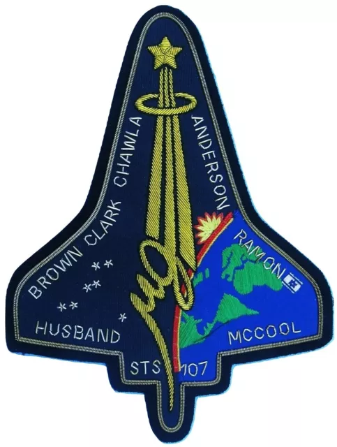 NASA bullion 7.75 inch PATCH vtg Space Shuttle Columbia STS-107  - 1 of 100!