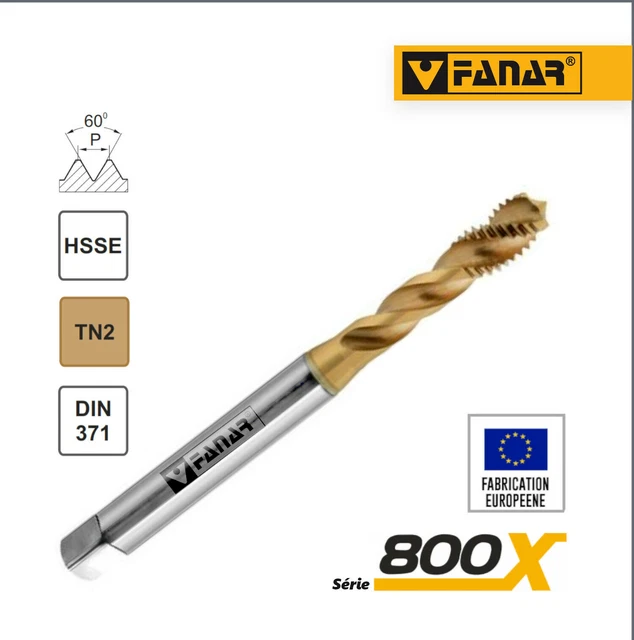Taraud Machine M10x1.5 Hélicoïdal FANAR TITAN HSSE - Neuf Sous Blister