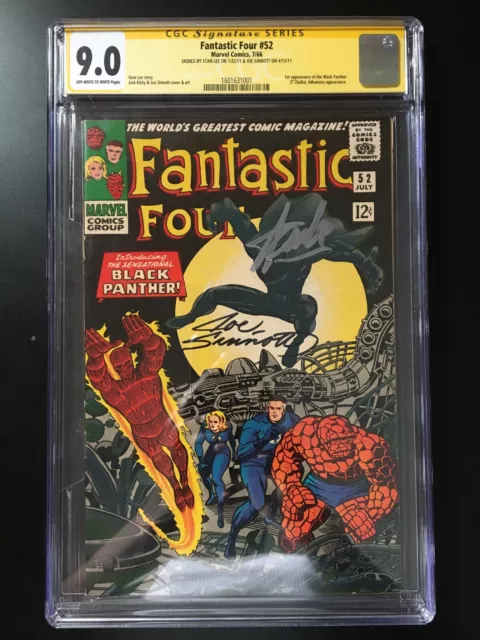 Fantastic Four #52 CGC 9.0 Signed Stan Lee And Joe Sinnott (Jul 1966, Marvel)