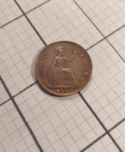 Old Coins Joblot 1967 ONE PENNY UK British Rare Coin Elizabeth II  KM #897 LOT E