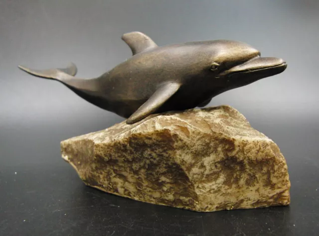 Fiesta Stoned On Nature Dolphin Figure Decorative Ornament Cold Cast Bronze