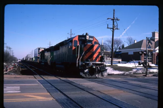 Railroad Slide - Burlington Northern #3146 Locomotive 1990 Westmont IL Train