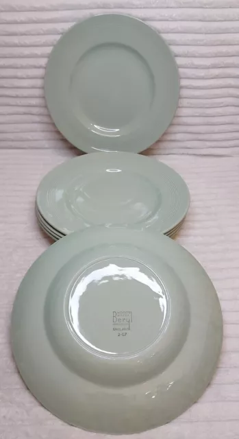 Wood's Ware Beryl Pale Green 10" Dinner Plates * 6 Vintage Christmas Plates  VGC