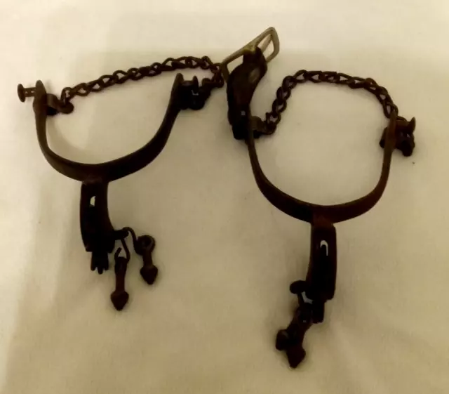 Vintage Pair of Cowboy Spurs  with Straps  and dingle bobs