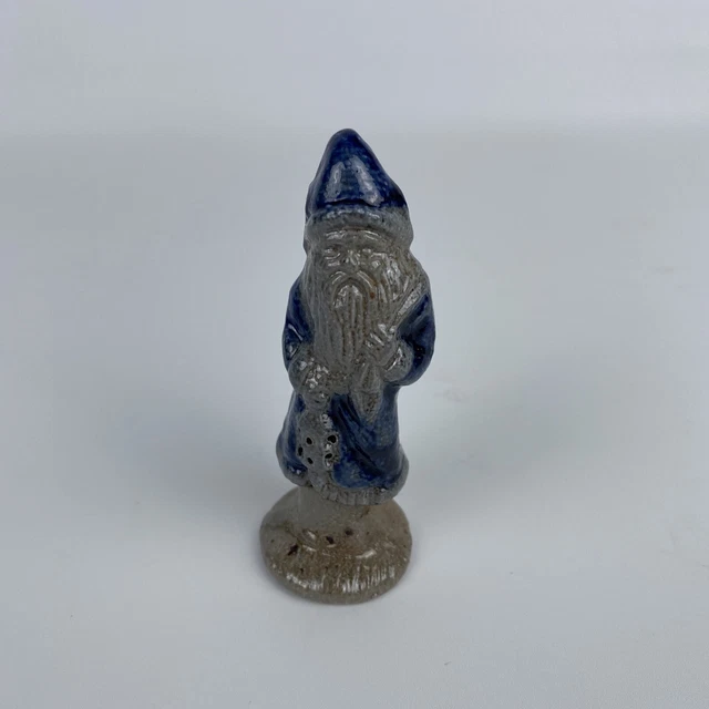 VINTAGE 1989 ROWE Pottery Works Salt Glazed Santa Claus Ornament 3.5