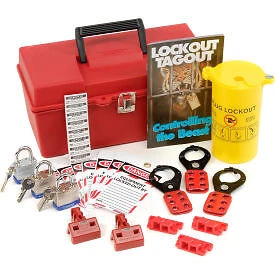 NMC Portable Electrical Lockout Kit w/ 14" Case, Plastic, Red National Marker