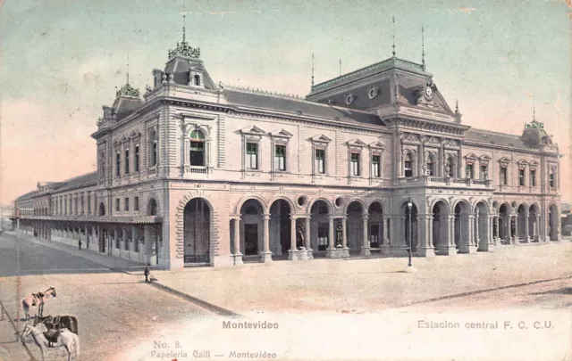 Postcard - Uruguay - Montevideo - Train Station - 1905