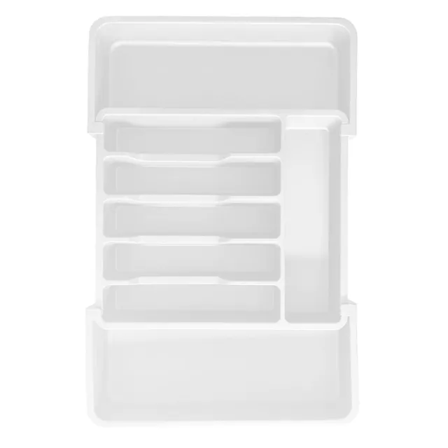 Compact Plastic Silverware Organizer for Drawers Expandable Cutlery Tray