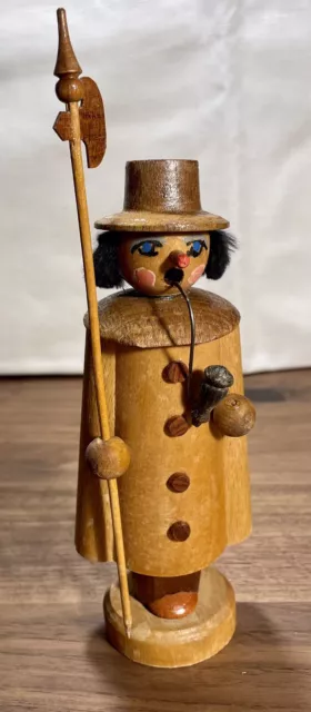 altes Räuchermännchen „Nachtwächter“, Handarbeit aus dem Erzgebirge, Höhe 19 cm