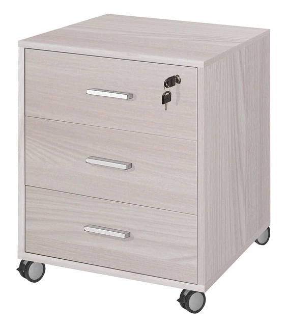 Kit Cassettiera 3 Cassetti Con Serratura Cm.50X41X70H Olmo