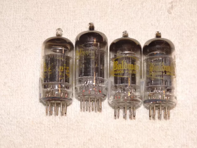 4 X 12au7 Raytheon / Baldwin Tubes Noir Plts-O Super Fort Quad Assortis 1960 #8