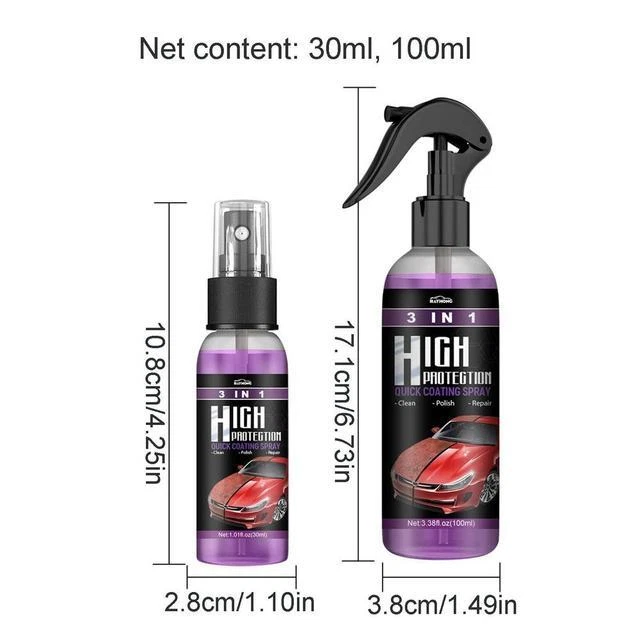 New 3In1 Ceramic Coating Spray High Protection Car Shield Coating Car Paint Repa