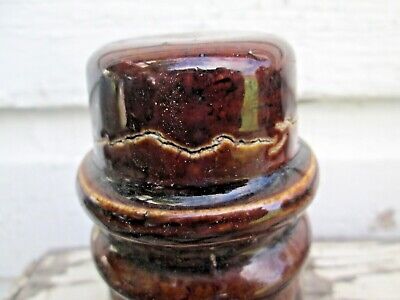 Vintage No Name Brown  Porcelain Insulator 4" By 2-1/2 Inch 2