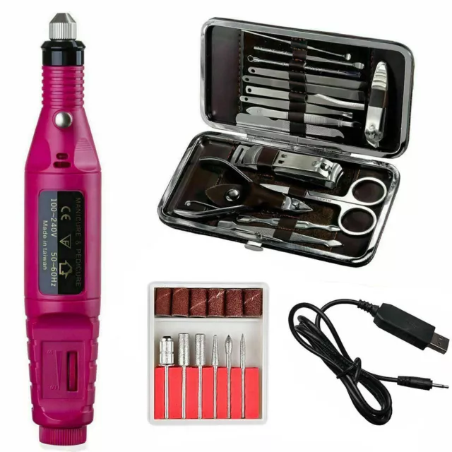 PROFESSIONAL ELECTRIC NAIL FILE DRILL Manicure Tool Pedicure Machine Set kit UK