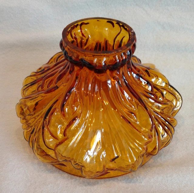4 inch PLUME SHADE HONEY AMBER GLASS for MINIATURE OIL LAMPS - New 2