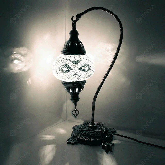 Lampada scrivania a collo di cigno in mosaico colorato a mano turca marocchina
