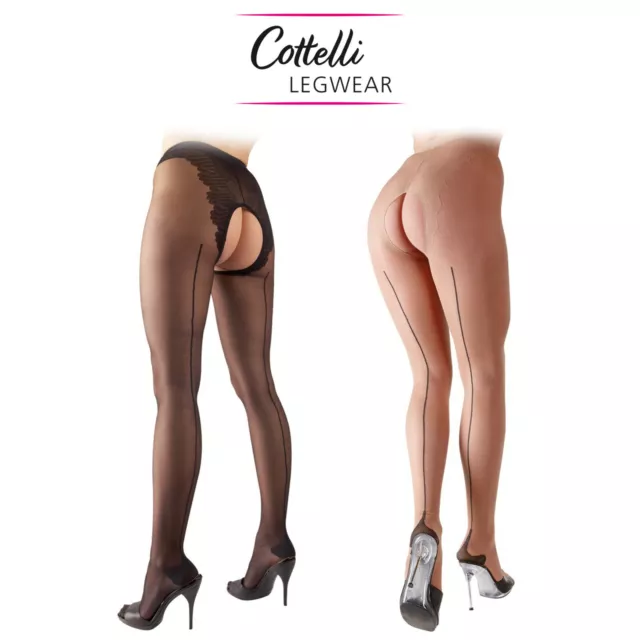 Cottelli Collection Longwear HOT Suspender Tights Ouvert Collant Aperto Ricamata