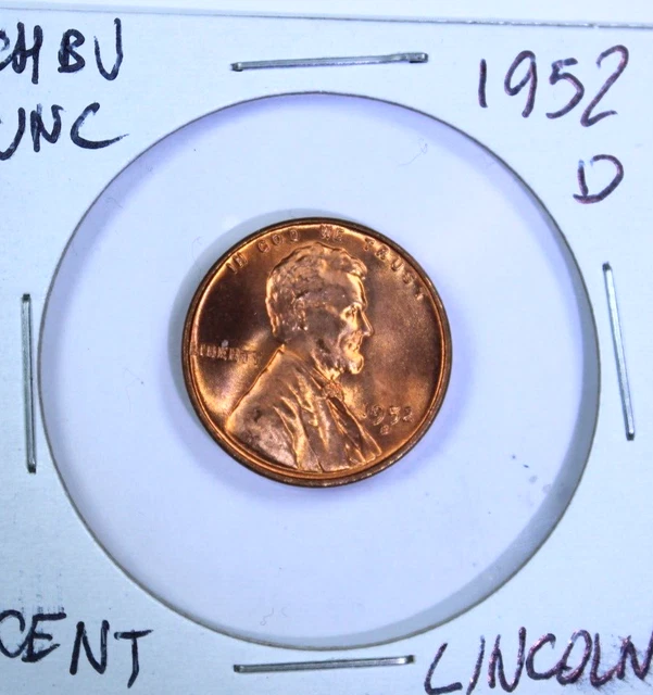 1952 D Lincoln Wheat Cent Choice BU 1c Brilliant Uncirculated Nr 1