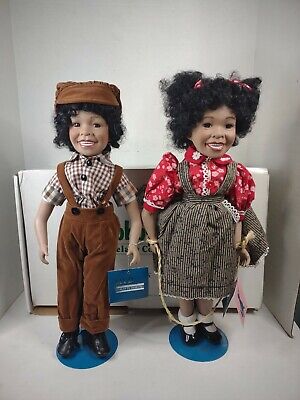 Marian Yu Designs Collectible Porcelain 16" African American Boy & Girl Doll