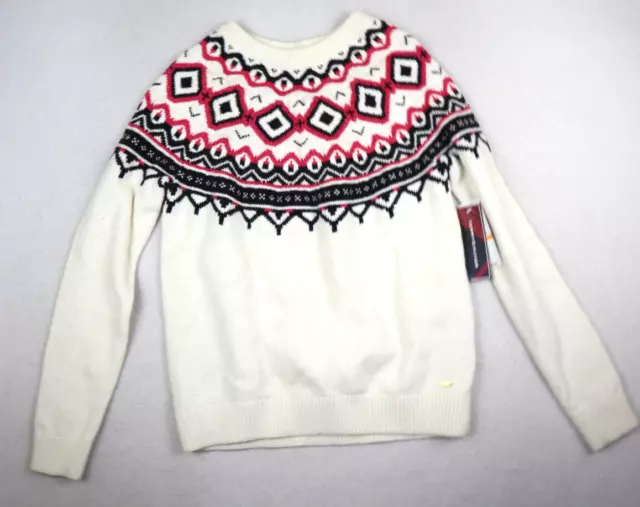 Tommy Hilfiger - Women's Ivory & Pink Fair Isle Pullover Sweater - Size S