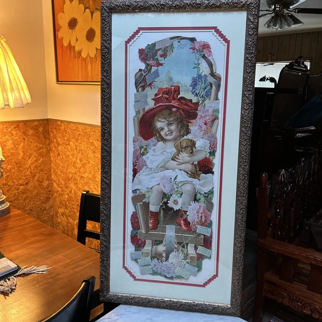 Antique Advertising Calendar Grand Union Tea Company Brooklyn NY Framed ￼1907