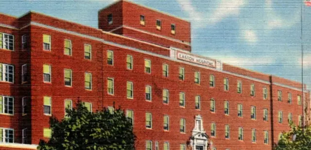 Easton Hospital Easton PA US Flag Pennsylvania linen postcard P4