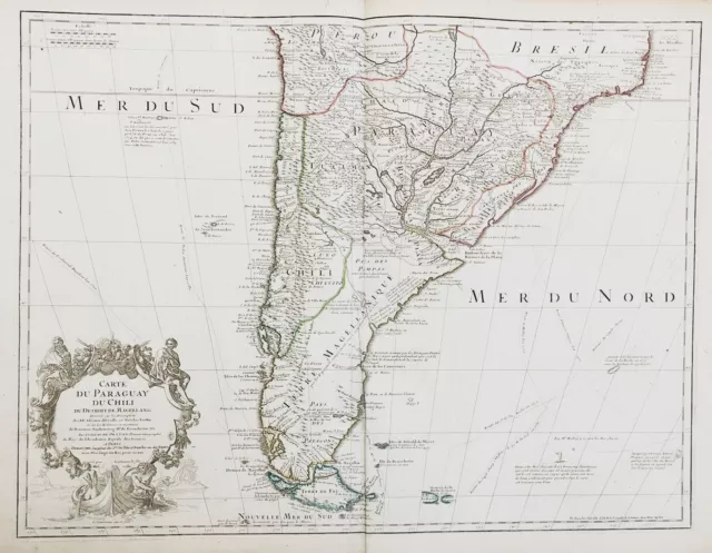 Paraguay Chile Argentina South America Delisle Karte map mapa engraving 1780