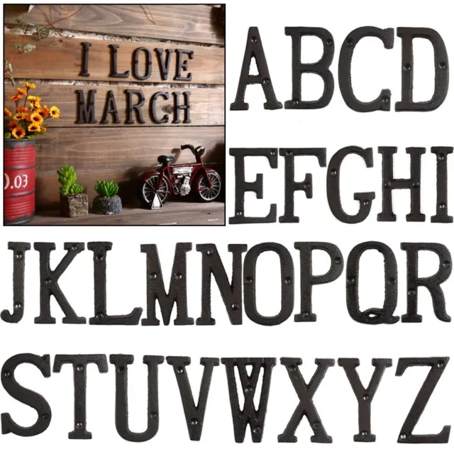 Props Metal Alphabet Retro Metal Letters Iron Cast Numbers House Address Sign